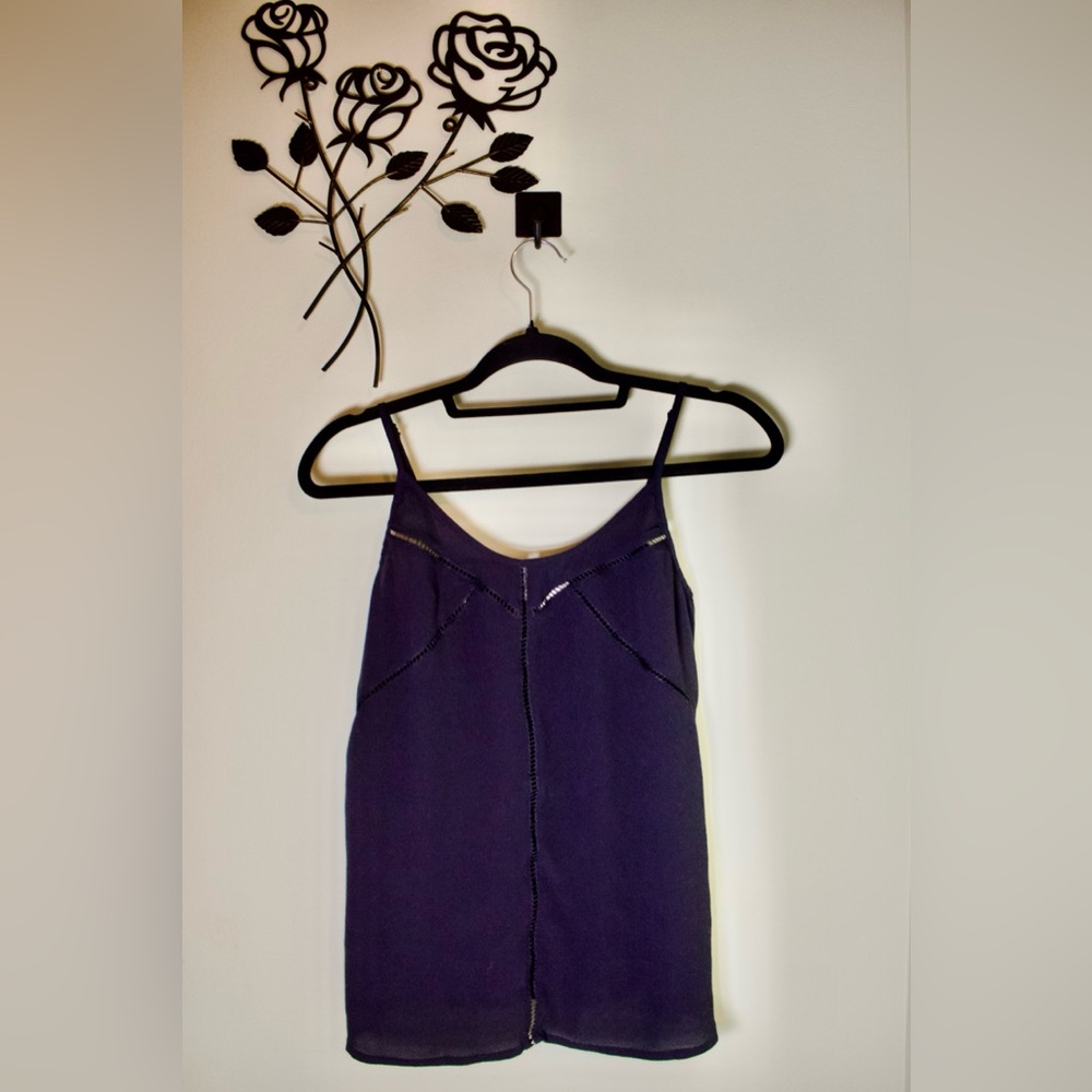 Marchesa Rose Ribbon Cut Out Cami Tank Black Size Medium